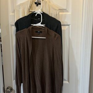 Lighweight Women's Cream, Brown and Charcoal Grey Cardigan Trio